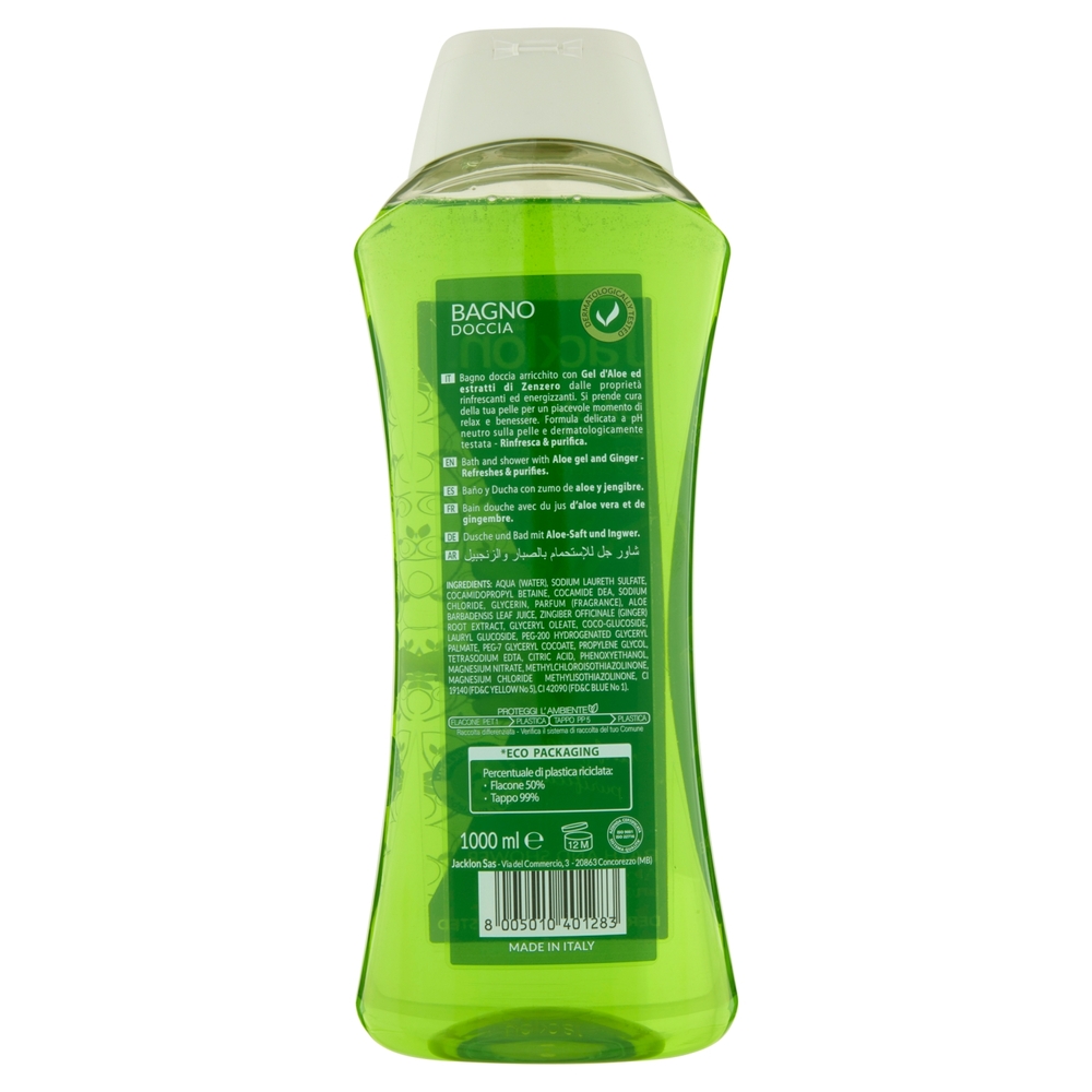 Jacklon Bagno Doccia con gel d'Aloe e Zenzero 1000 ml